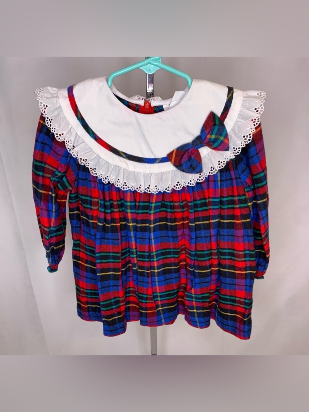 Magic Moments Girls 24 months Vintage Plaid Collared Dress USA Retro 80s 90s